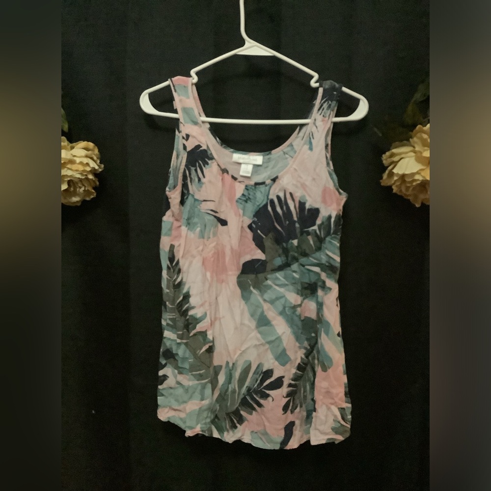 Tropical Print Sleeveless Tank Top Motherhood Maternity SZ M